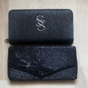 Chic Black Beaded Clutch